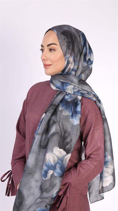 Locella Koza Pamuk Şal Mavi Gri