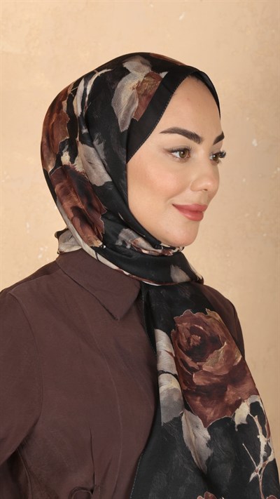 Locella Koza Pamuk Şal Siyah Kahve