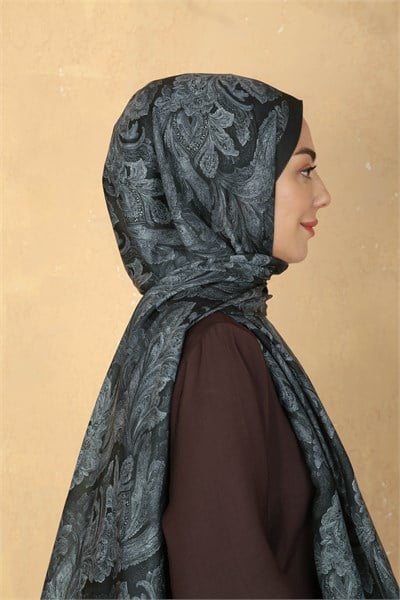 Locella Koza Pamuk Şal Siyah Bej