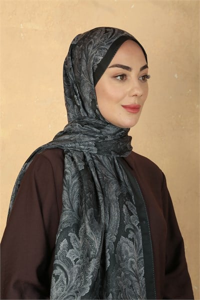 Locella Koza Pamuk Şal Siyah Gri