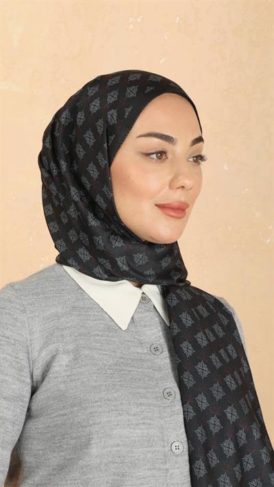 Locella Koza Pamuk Şal Siyah Kırmızı