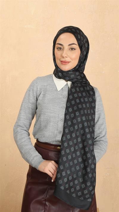 Locella Koza Pamuk Şal Siyah Kırmızı