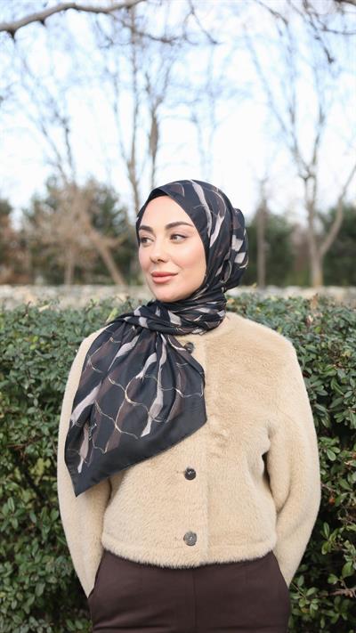 Locella Koza Pamuk Şal Siyah Kahve