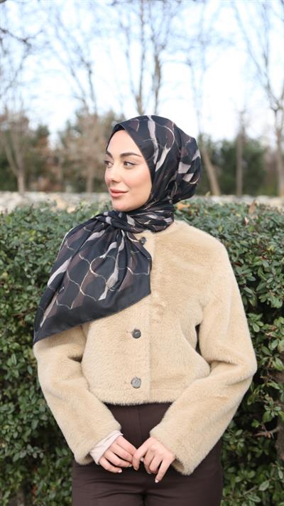 Locella Koza Pamuk Şal Siyah Kahve