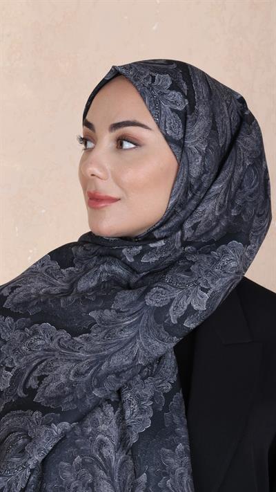 Locella Koza Pamuk Şal-Siyah Krem-9