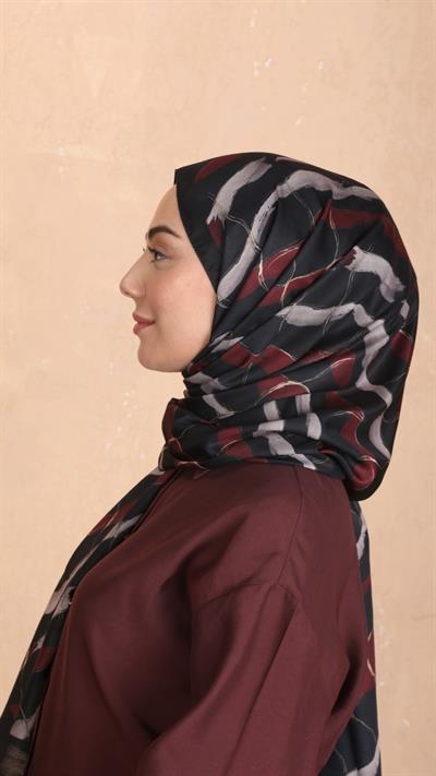 Locella Koza Pamuk Şal Siyah Kırmızı