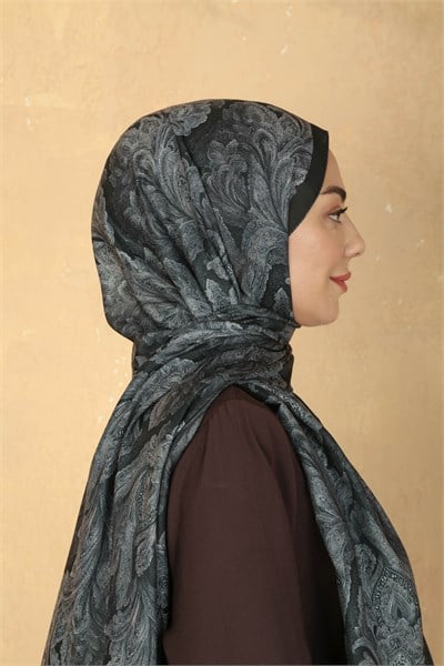 Locella Koza Pamuk Şal Siyah Gri