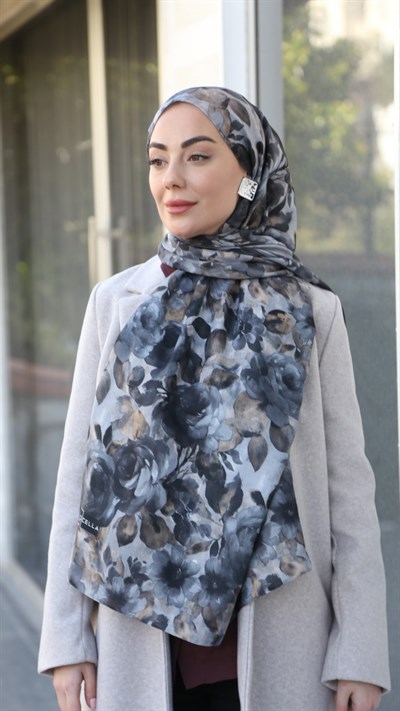 Locella Koza Pamuk Şal Siyah Gri