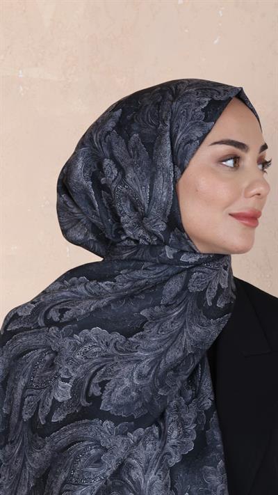 Locella Koza Pamuk Şal-Siyah Krem-9