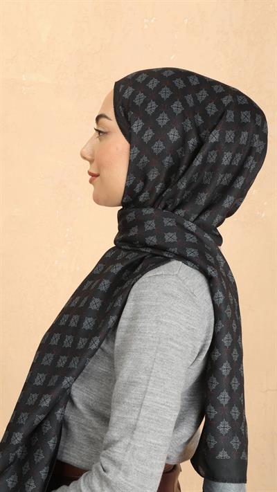 Locella Koza Pamuk Şal Siyah Kırmızı