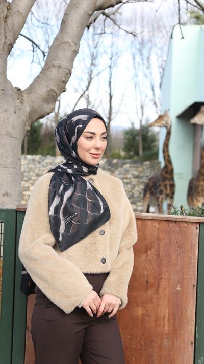 Locella Koza Pamuk Şal Siyah Kahve