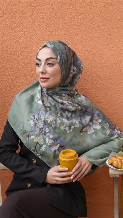 Locella Koza Pamuk Şal-Yeşil-5
