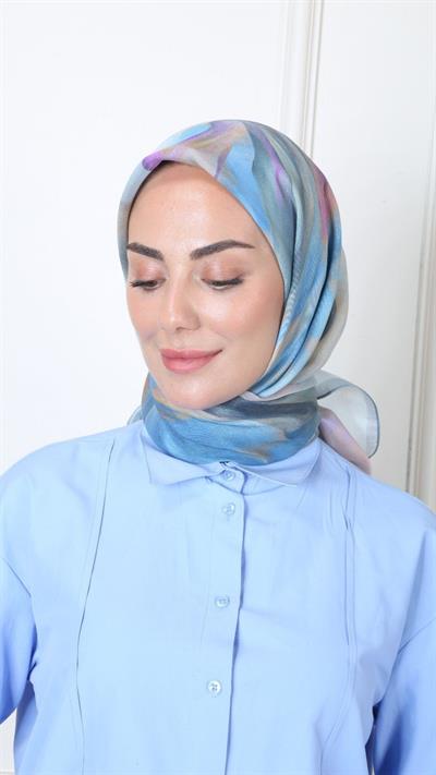 Locella Modal İpek Eşarp Mavi-11