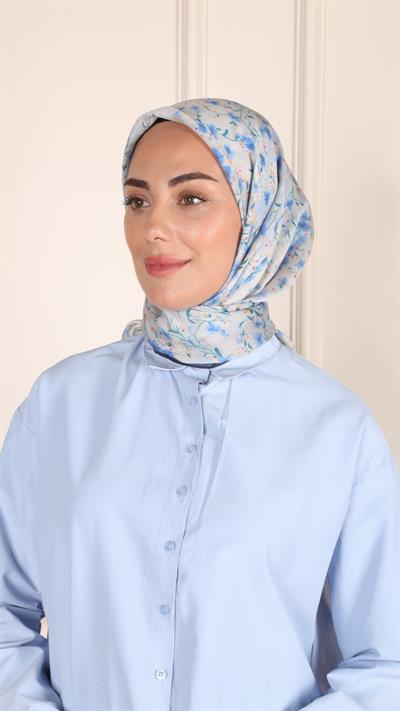 Locella Modal İpek Eşarp Mavi-10