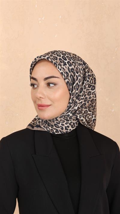 Locella Modal İpek Eşarp Siyah Vizon-4