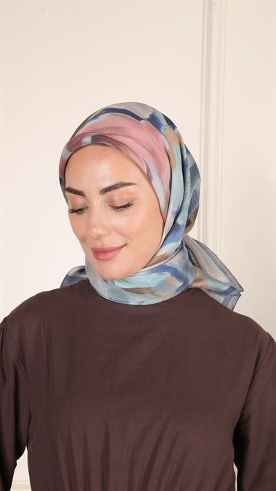 Locella Modal İpek Eşarp Mavi-1