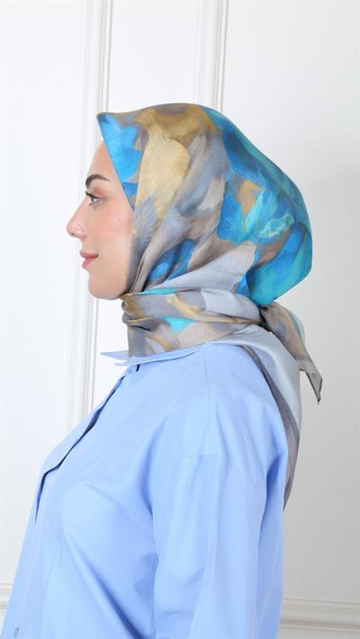 Locella Modal İpek Eşarp Mavi Gri-7