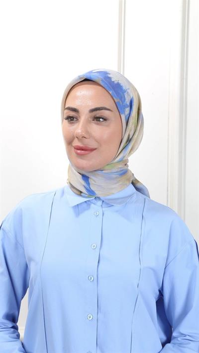 Locella Modal İpek Eşarp Mavi-1