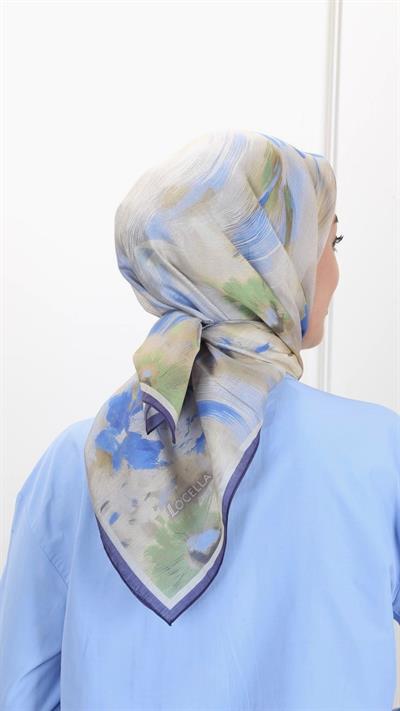 Locella Modal İpek Eşarp Mavi-1