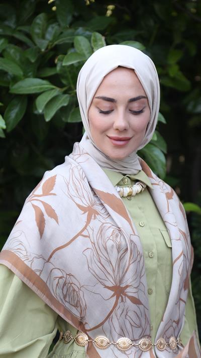 Locella Modal İpek Eşarp Taba-7