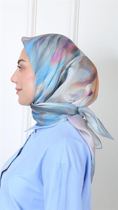 Locella Modal İpek Eşarp Mavi-11