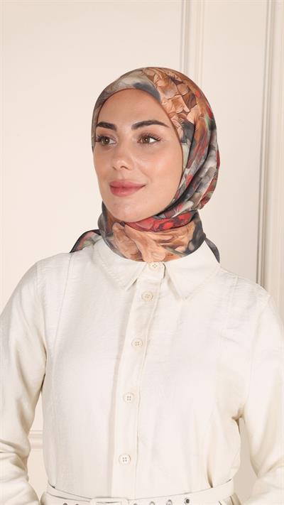 Locella Modal İpek Eşarp Siyah Kırmızı-8