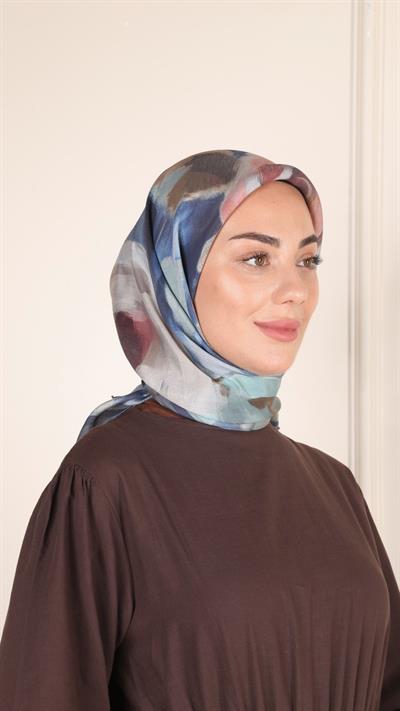 Locella Modal İpek Eşarp Mavi-1