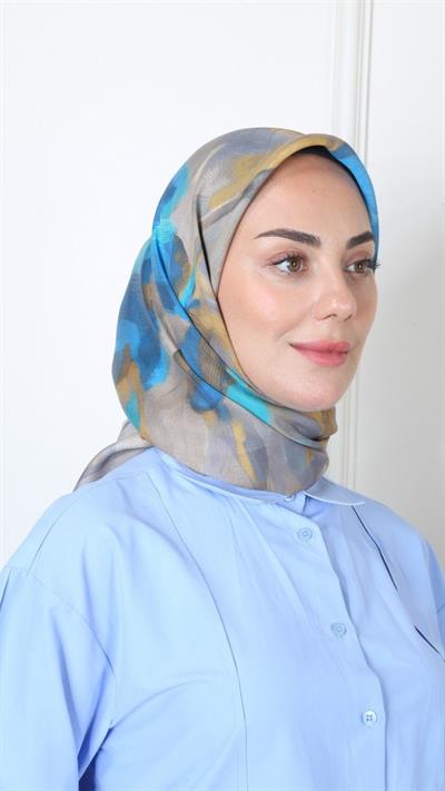 Locella Modal İpek Eşarp Mavi Gri-7