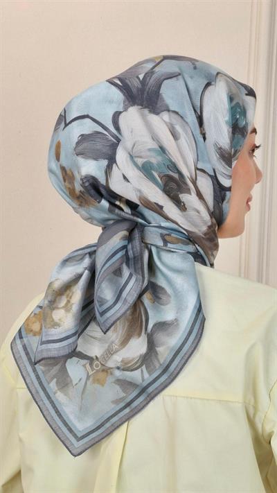 Locella Modal İpek Eşarp Mavi-4
