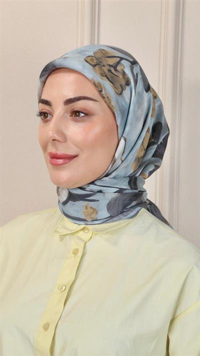 Locella Modal İpek Eşarp Mavi-4