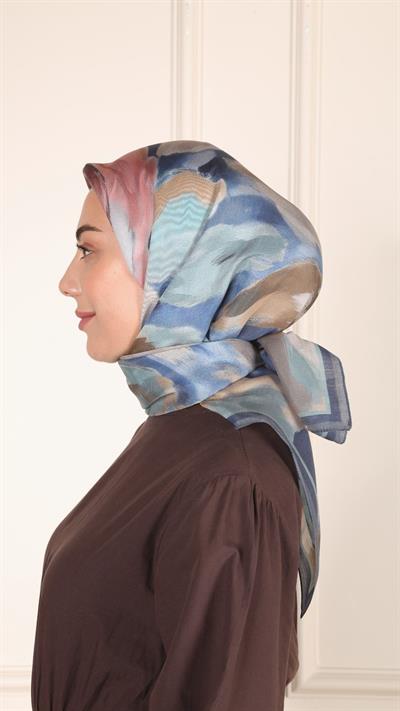 Locella Modal İpek Eşarp Mavi-1