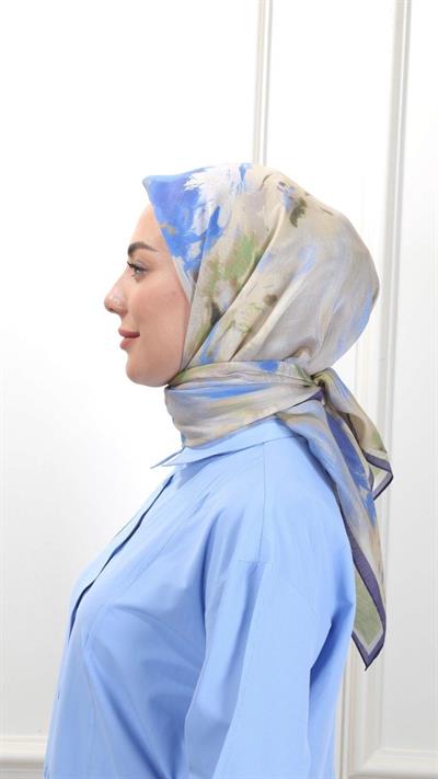 Locella Modal İpek Eşarp Mavi-1