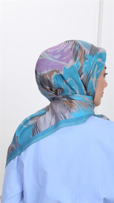 Locella Modal İpek Eşarp Mavi-8