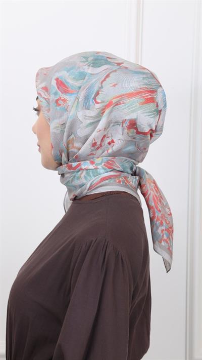 Locella Modal İpek Eşarp Vizon Kırmızı-8