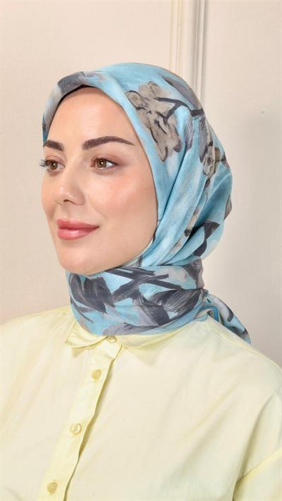 Locella Modal İpek Eşarp Açık Mavi-9