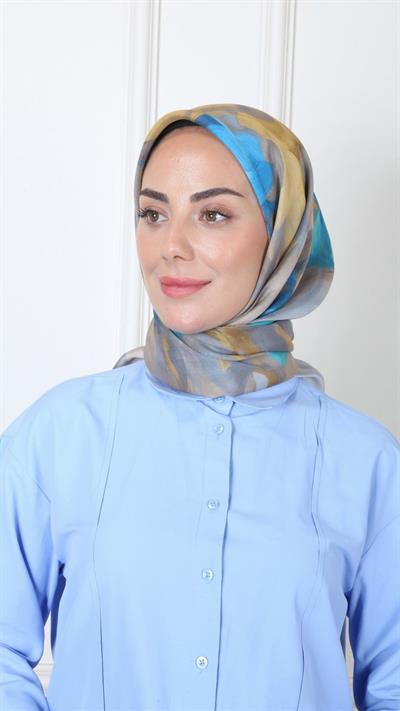 Locella Modal İpek Eşarp Mavi Gri-7