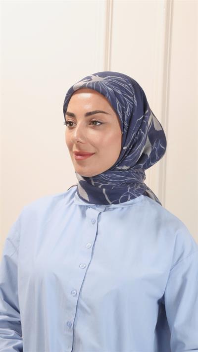 Locella Modal İpek Eşarp Koyu Mavi-2