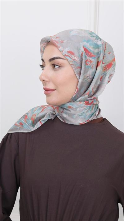 Locella Modal İpek Eşarp Vizon Kırmızı-8