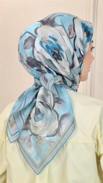 Locella Modal İpek Eşarp Açık Mavi-9