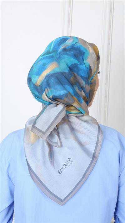 Locella Modal İpek Eşarp Mavi Gri-7