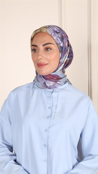 Locella Modal İpek Eşarp Açık Mavi-13
