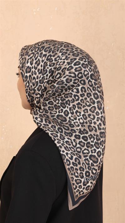Locella Modal İpek Eşarp Siyah Vizon-4