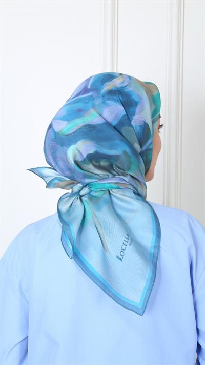 Locella Modal İpek Eşarp Mavi-10