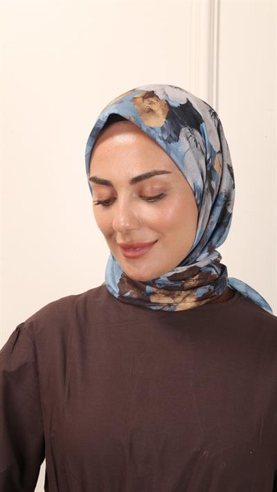 Locella Pamuk Vual Eşarp Mavi-9