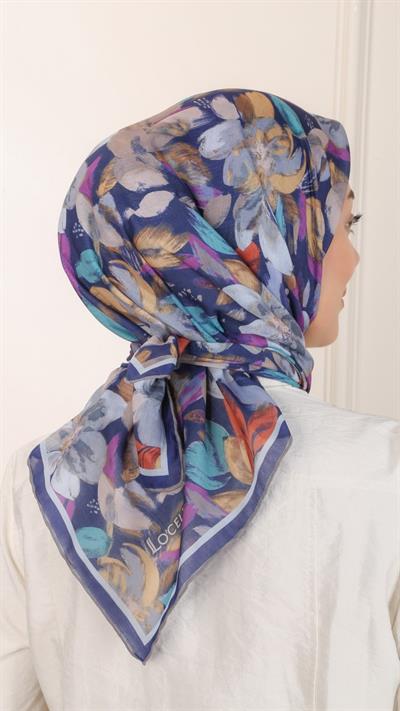 Locella Pamuk Vual Eşarp Lacivert-9