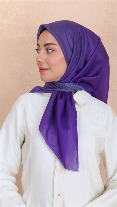 Locella Pamuk Vual Eşarp Canlı Mor Gri-24