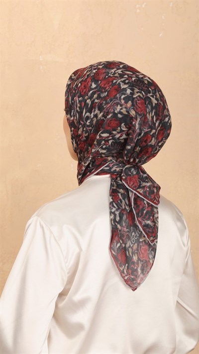 Locella Pamuk Vual Eşarp Kırmızı Siyah