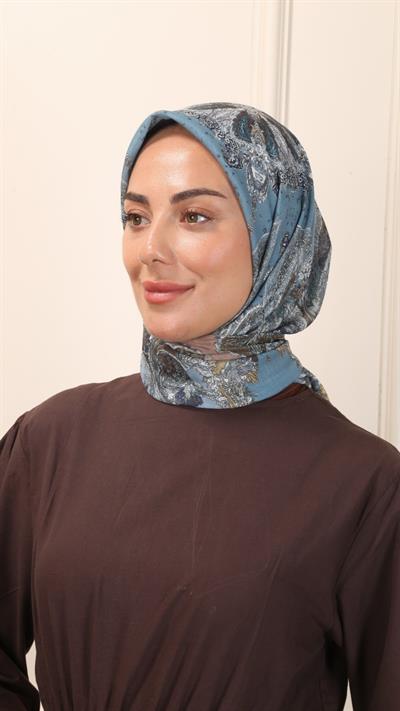Locella Pamuk Vual Eşarp Mavi-1