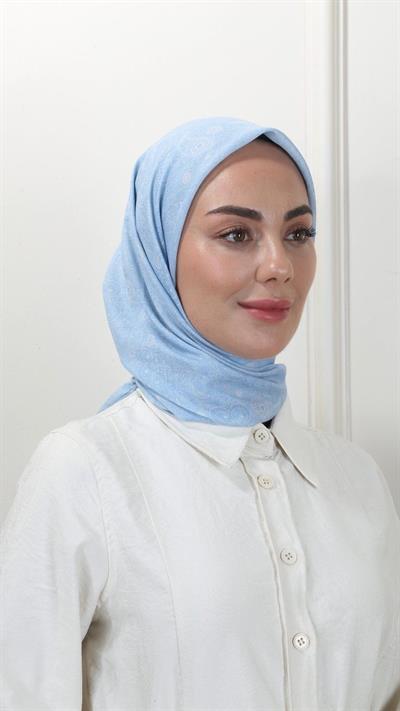 Locella Pamuk Vual Eşarp Açık Mavi-9