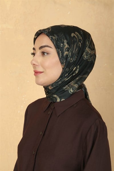Locella Pamuk Vual Eşarp Siyah-sarı